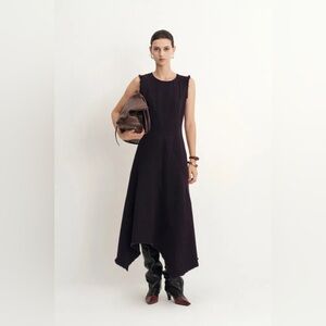 Fabrique Purple Sleeveless Midi Dress with Frayed Hem, M